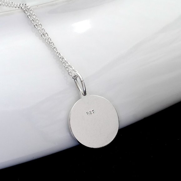 Round Real Silver Saint Christopher Pendant Stamped 925, Protection Medal Charm - Picture 3 of 5